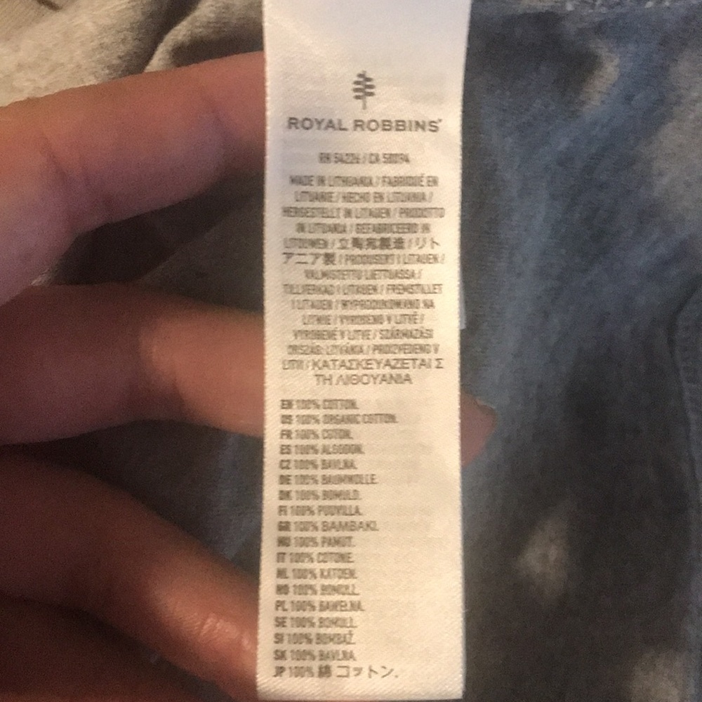 Royal Robbins 100% organic cotton grey leaf motif short sleeve T-shirt - Picture 8 of 9